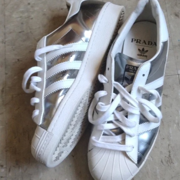 Prada Other - Prada X Adidas Superstar 'Silver Metallic Sneakers
